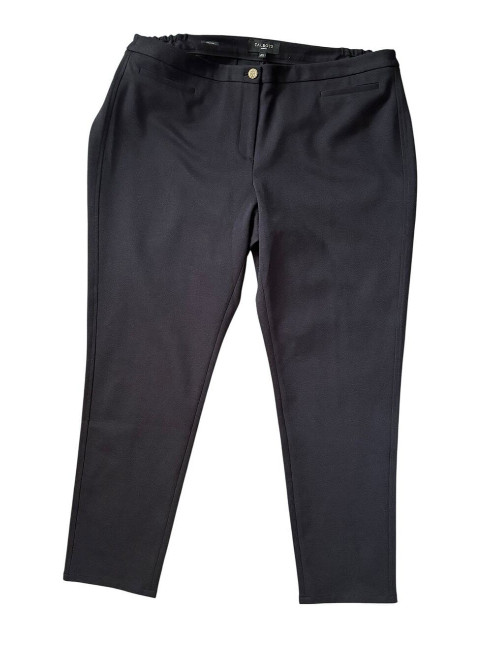 Talbots Dalton Pants Womens Plus Size 18W Black Stretch Pants Faux Pockets NWT